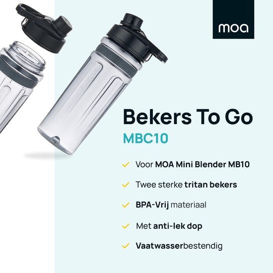 MOA Blender To Go MBC10 Extra Bekers - Bekers To Go - 2 tritan bekers van ieder 600ml - MBC10