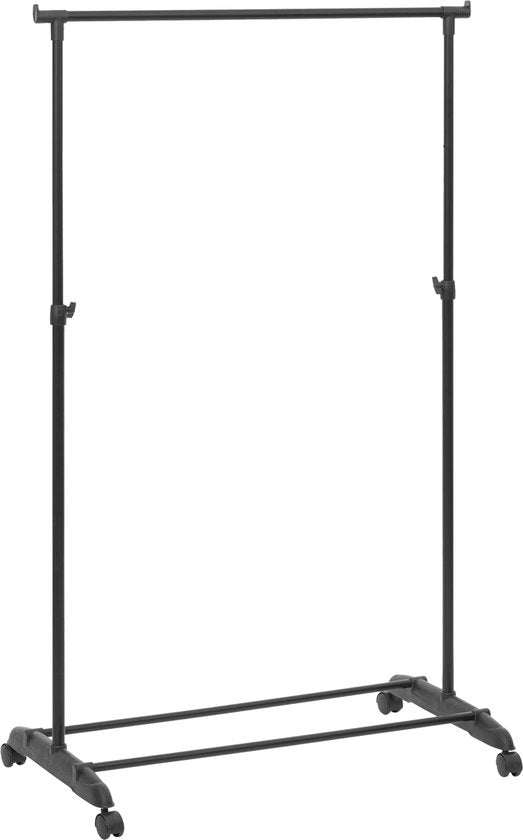 5Five Kledingrek met enkele stang - kunststof/metaal - zwart - 80 x 42 x 160 cm