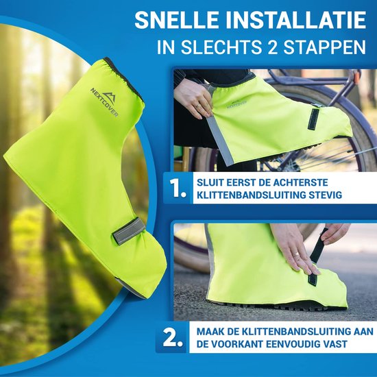 Nextcover® Overschoenen Waterdicht | 100% Waterdichte Regenschoenen Fiets | Reflecterende Schoenovertrek Herbruikbaar| Regenhoezen voor Schoenen | Overschoenen | Schoenbescherming | Fietsoverschoenen