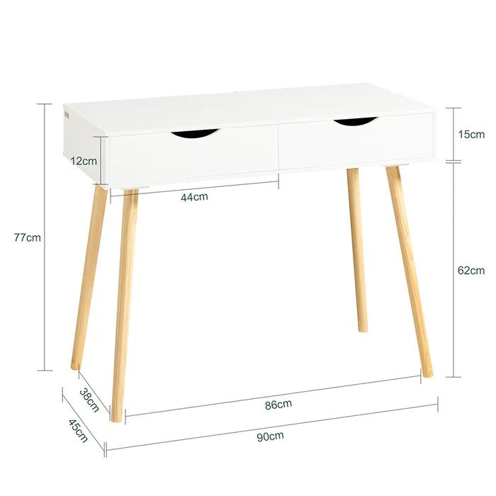 SoBuy Kinderbureau met 2 Lades - Klassiek - Max. 75 kg - 90 x 45  x 77 cm - Wit