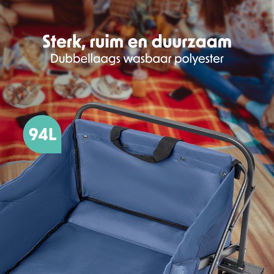 LifeGoods Bolderkar - Opvouwbaar - 80KG Draagkracht - 94L - Wasbaar Polyester - Blauw