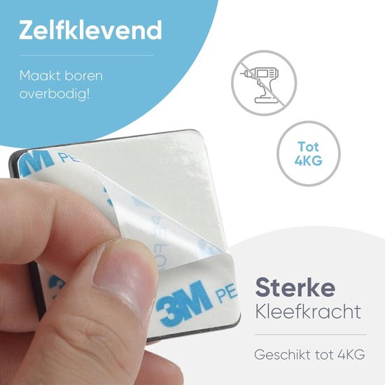 Trendfield Haakjes Zelfklevend - Handdoekhaakjes - 4 Vierkante Zelfklevende Haken - Ophanghaken - Wandhaak - Plakhaakjes Handdoek - Handdoekhouder - Ophanghaakjes - Zwart