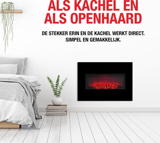 Classic Fire Elektrische Sfeerhaard Memphis - Afstandsbediening en Timer - LED Vlammen - 1800W - Zwart