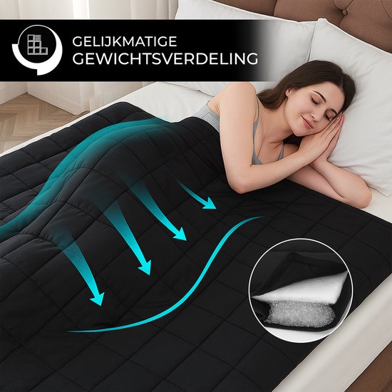 Vonia Verzwaringsdeken 9 kg - Verzwaarde Deken - Weighted Blanket - 150 x 200 cm – Zwart