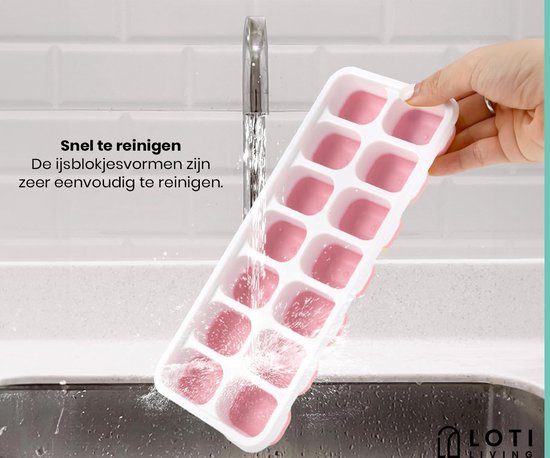 Loti Living IJsblokjesvorm - 4 stuks - Roze - IJsvormpjes - Siliconen IJsblokjesvorm - IJsblokjes - BPA Vrij