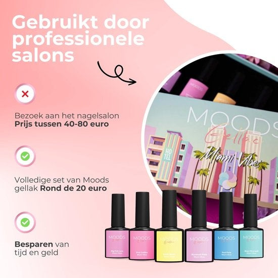 Moods Gellac 6-delige Set - Gel Nagellak - 8ML - Miami Vibes Edition - Gellac - Nagels - Gellak Starterspakket - Pastel Kleuren
