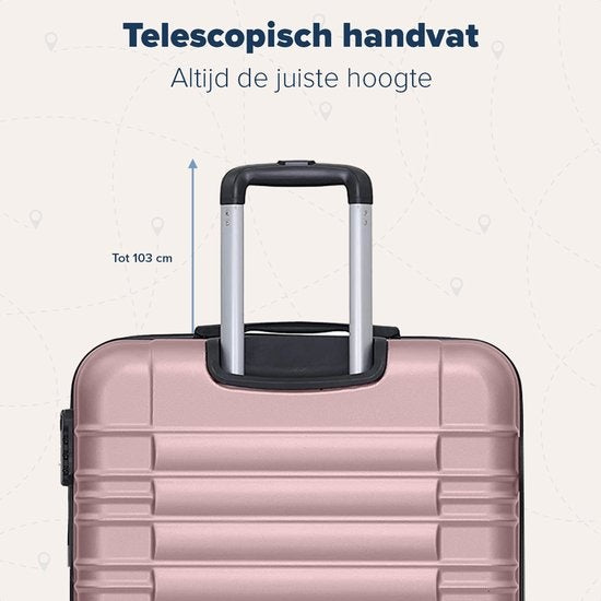 TRVLMORE Koffer - Handbagage - Cijferslot - 54x36x20cm - 38L - Roségoud