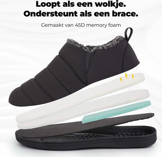 Pantoffels Heren - Sloffen - Zwart - Anti-slip - Maat 44/45 - Comfeet