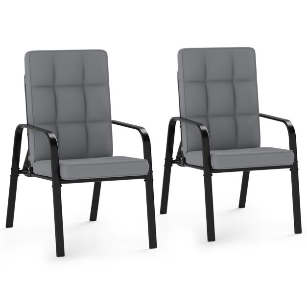 Coast Terrasstoelen Set van 2 - Verstelbaar - Kussens - Metaal - Grijs/Zwart