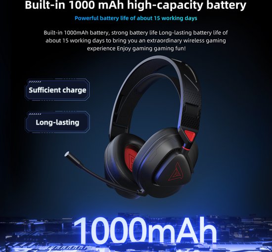 TAIDU THS318 2.4GHz Draadloze Gaming Headset - Over ear koptelefoon - met microfoon - Geschikt voor PS4/PS5, Nintendo Switch - Zwart