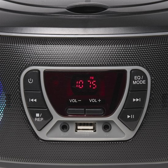 Denver Draagbare Radio CD Speler Kinderen - Bluetooth - Lichteffecten - Boombox - AUX - FM - TCL212BT - Grijs