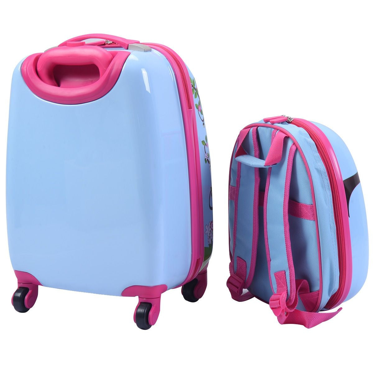 Coast Kinderkofferset 2-delig Kindertrolley + Rugzak Blauw/Roze