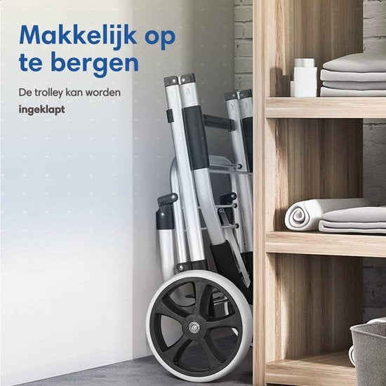 Safe Life Boodschappentrolley met koelvak en haak voor winkelwagen - 45L - grijs - 103x45x38 cm - opvouwbaar