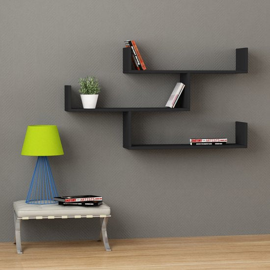 Asir - Wandplank - Antraciet - 119x22x66.5 cm