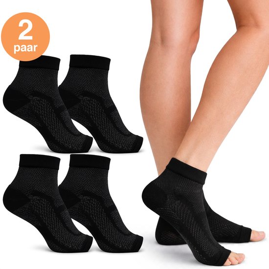 Alyze Compressie sokken - 2 paar - Maat 39-42 - Zwart - Voor Dames en heren - Kousen - Bed - Slaap - Sport - Sokken - Hardloop