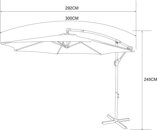 AXI Dion Zweefparasol Ø 300cm Eikenlook/groen – Gepoedercoat frame met kruisvoet
