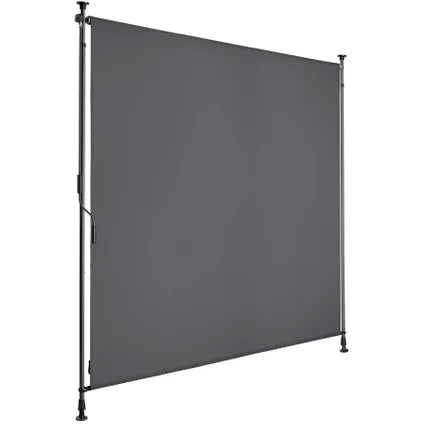 Tectake Zonnescherm Klemzonnescherm Taija Met Handslinger – Waterafstotend Polyester Met Hoge UV Bescherming En Meerstaps Telescoopstang – Voor Balkon En Terras – Donkergrijs Gepoedercoat Staal – 150 x 310 cm