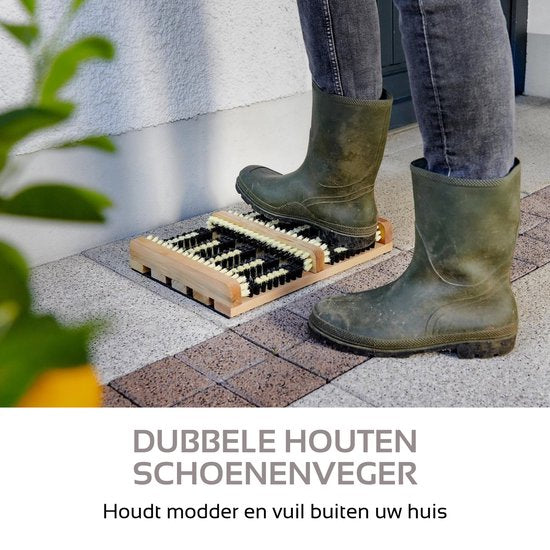 Voetenveger met Borstels - voor Laarzen en Schoenen - Hout - Anti-Slip