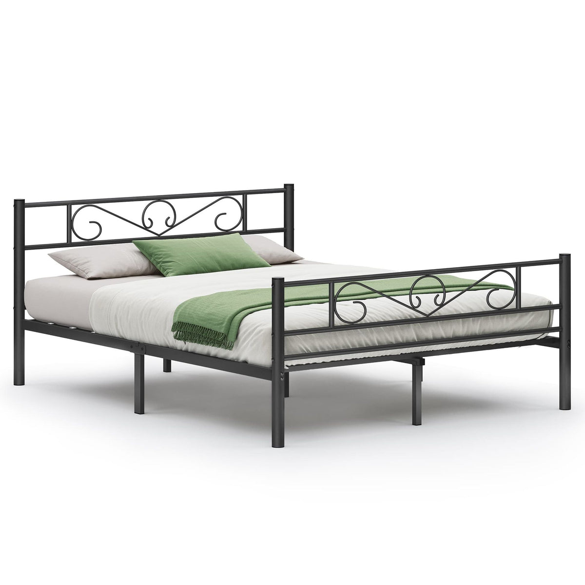 Yaheetech Metalen Bedframe - Zwart - 207 x 162 x 89 cm - Tweepersoons, Matras 160 x 200 cm