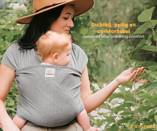 Frummel Baby Draagdoek Grijs - Draagzak - Baby Wrap - Baby carrier - Draagdoek geweven - Baby 0-36 maanden - Newborn