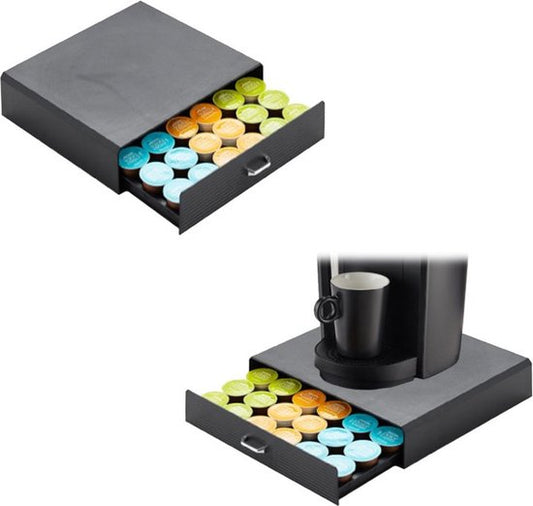 BRASQ Capsulehouder voor Dolce Gusto Capsules - Opbergbox met Lade - 30 Cups - Koffiecups houder Zwart