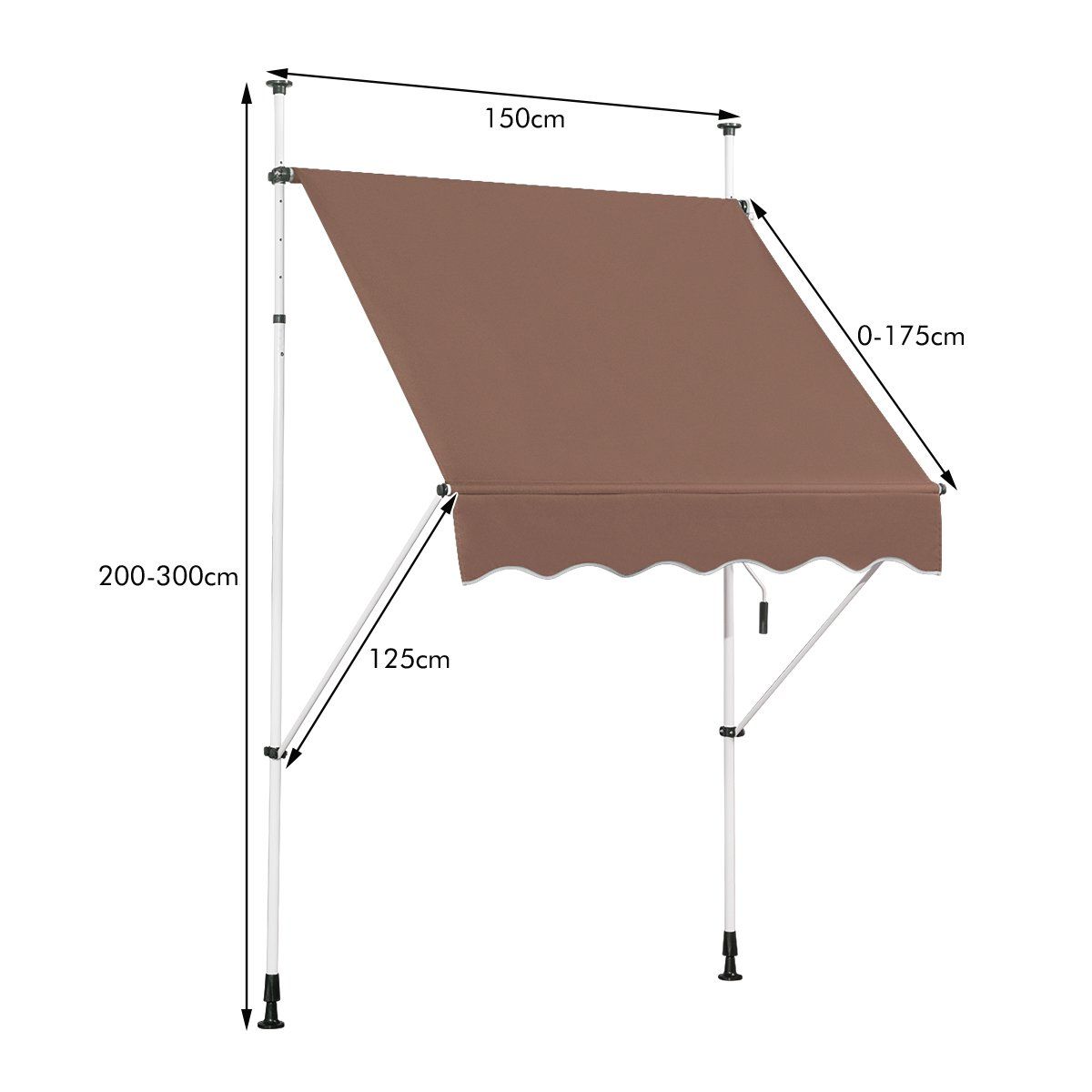 Coast Klemmarkies 150 cm - Uitschuifbaar zonnescherm - Hoogte verstelbaar - UV-bestendig - Koffiebruin