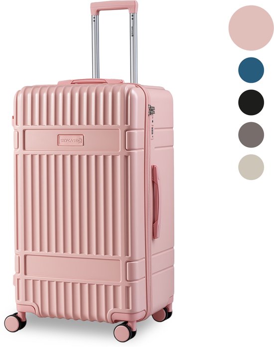 SKYCASES Trunk Reiskoffer – Classic Heritage – Extra Grote Koffer – 110L – TSA Slot – Lichtgewicht Trolley – 78x44x36 cm – Trunk Rolkoffer – Spinner Wielen – Roze