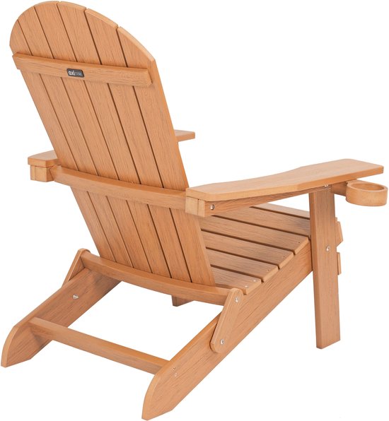 AXI Claire Adirondack Stoel Bruin – Kunststof loungestoel met armleuningen – Opklapbaar - Hoge rugleuning - Tuinstoel - 84,5 x 77 x 95,5 cm - Duurzaam & weerbestendig