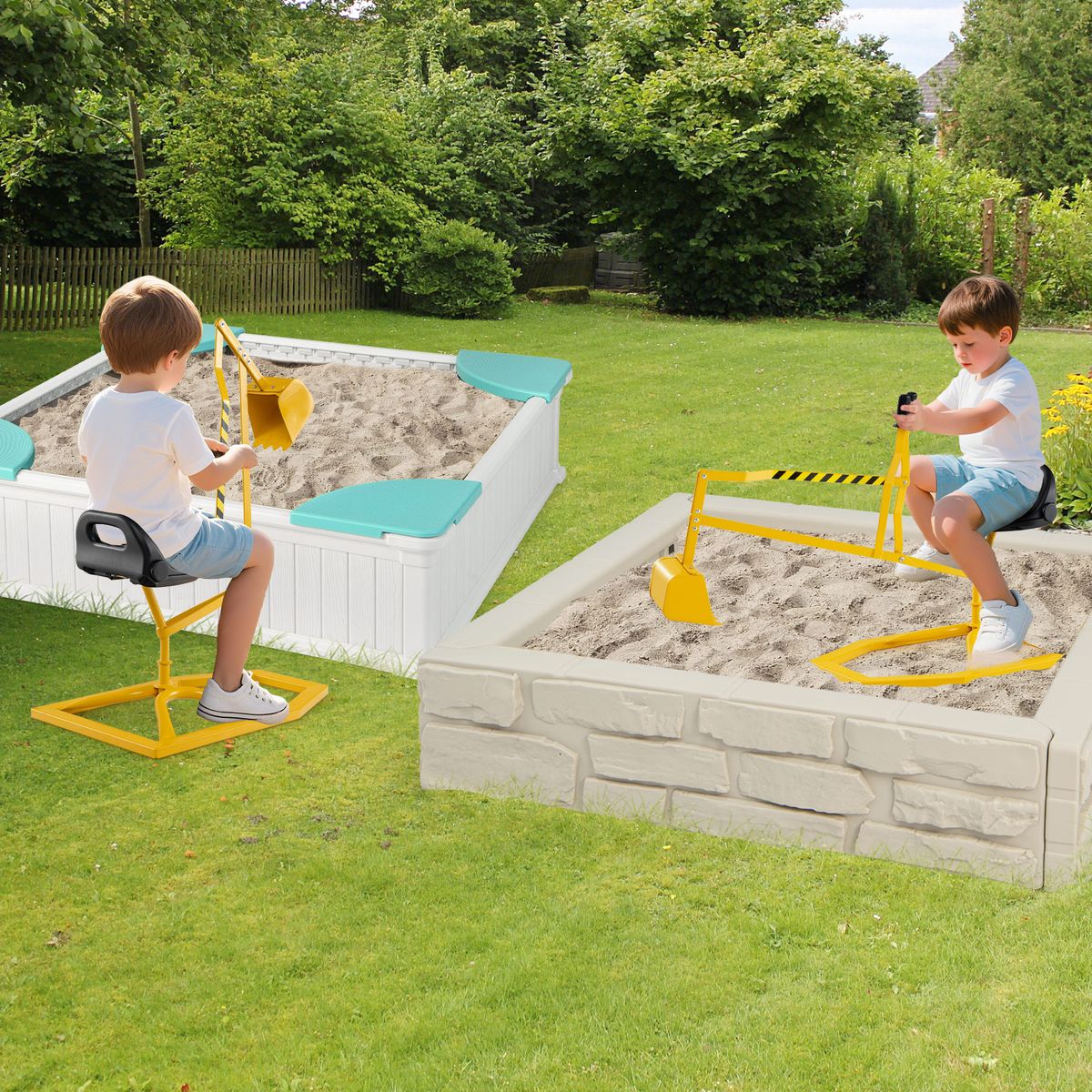 Coast Zitgraafmachine voor kinderen - 360° draaibaar - metalen graafmachine - geel