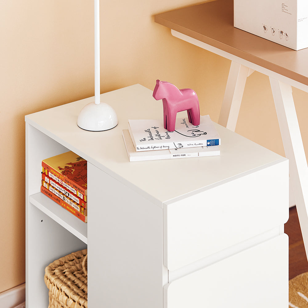 SoBuy ASK05-W Mobiele Printertafel en Bureau Onderstel met 2 Laden, 58x35x59 cm, Wit