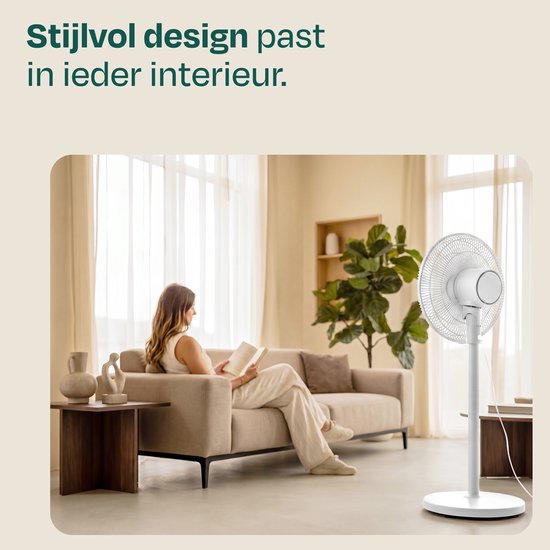 VONROC Vloerventilator - 3 snelheden – incl. afstandsbediening - timer - verstelbaar in 3 hoogtes - wit
