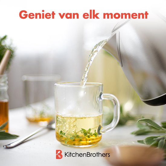 KitchenBrothers Waterkoker - Elektrisch - 1,7L - Met Kalkfilter - RVS