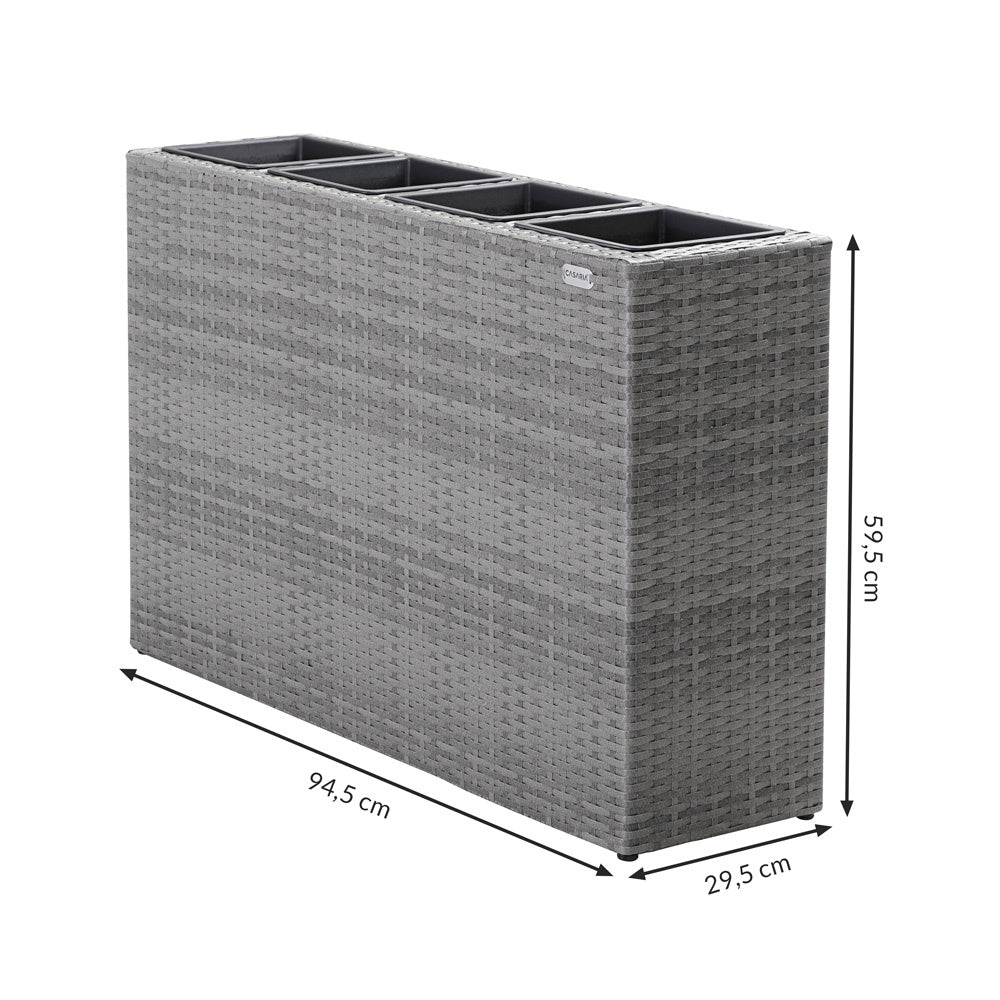 Casaria Polyratton bloempot grijs 95x27x60cm