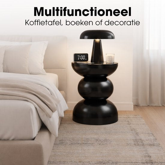 Mica Decorations Luna Bijzettafel - Bijzettafel Rond H46 x Ø32 cm - IJzeren Tafeltje voor Slaapkamer of Woonkamer - Nachtkastje of Plantentafeltje - Zwart