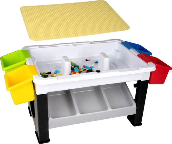 Eddy Toys 300-Delige Set Speelgoed - Speeltafel: 48 x 35 x 31 Cm  - 291 Bouwblokken - Opbergruimte - Plastic