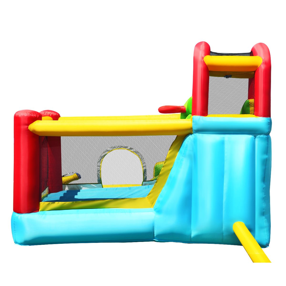 Coast Opblaasbaar Springkasteel 6-in-1 - Gebogen glijbaan - Klimmuur en waterkanon - 320 x 305 x 213 cm