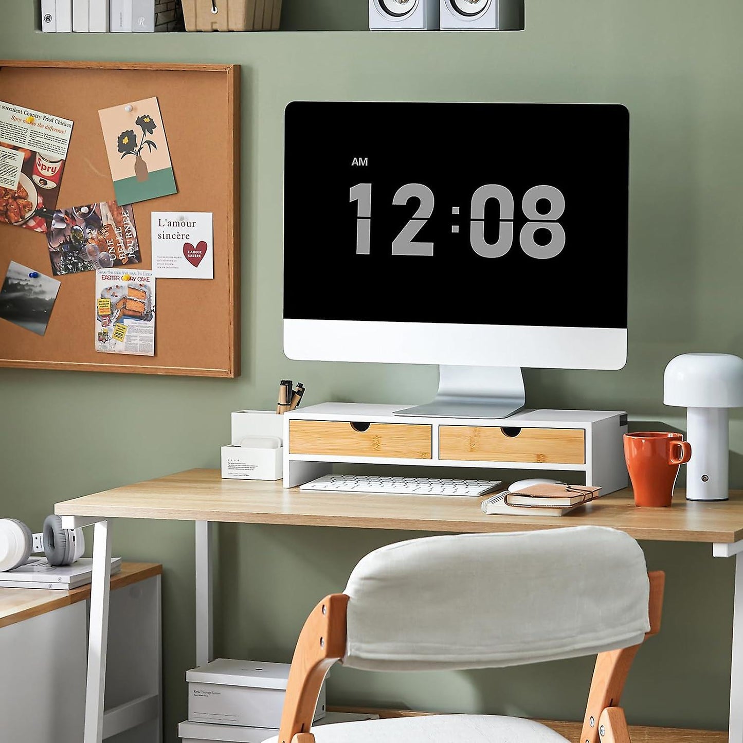 SoBuy - Monitor Stand: Comfortabel en Functioneel - 47 x 18 x 11 cm - Wit