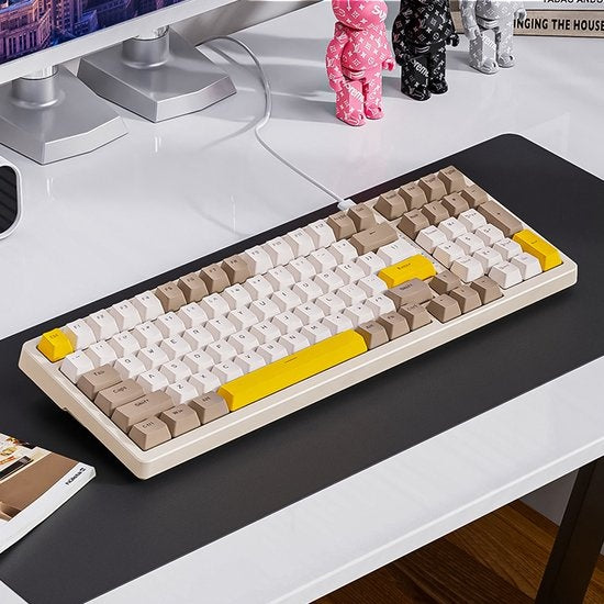 Fuegobird K3MAX Mechanisch Gaming Toetsenbord - 100keys - Gasket Mod - Rode Switch - QWERTY - Mechanical RGB Backlight Keyboard - Cheese