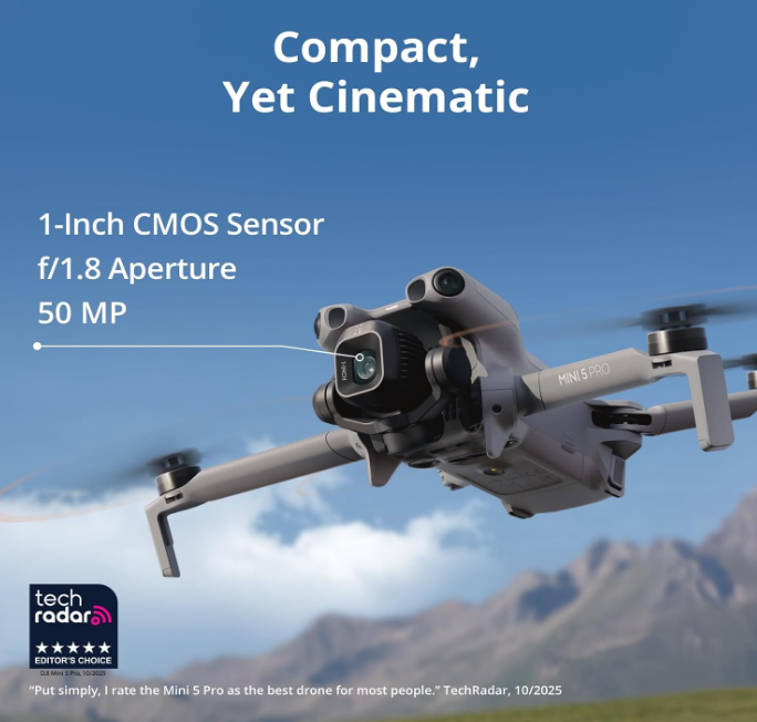 DJI Mini 5 Pro Fly More Combo Plus - Grijs - met DJI RC 2, 1-Inch CMOS, 4K Camera