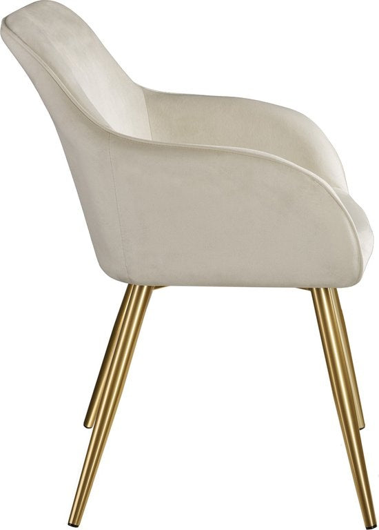 tectake® - Stoel Marilyn fluweellook - creme/goud - 404623