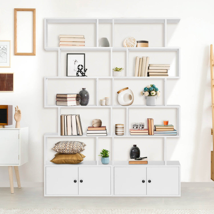 Coast 6 Laags Boekenkast - Decoratieve Opbergplanken - 70 x 23 x 183 cm - Wit