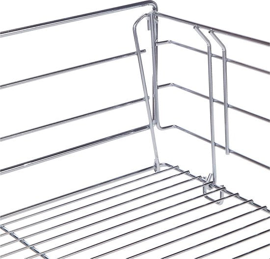 kastuittreksel Maxi, opbergstoel met railsysteem voor extra opbergruimte, opslag & organisatie in het hele huishouden, 50 x 23 x 50 cm, verchroomd staal, zilver glanzend
