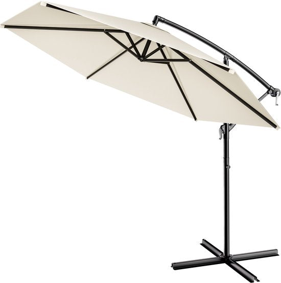 Kingsleeve Zweefparasol - Ø330cm UV-Bescherming 80+ Slinger - Crème