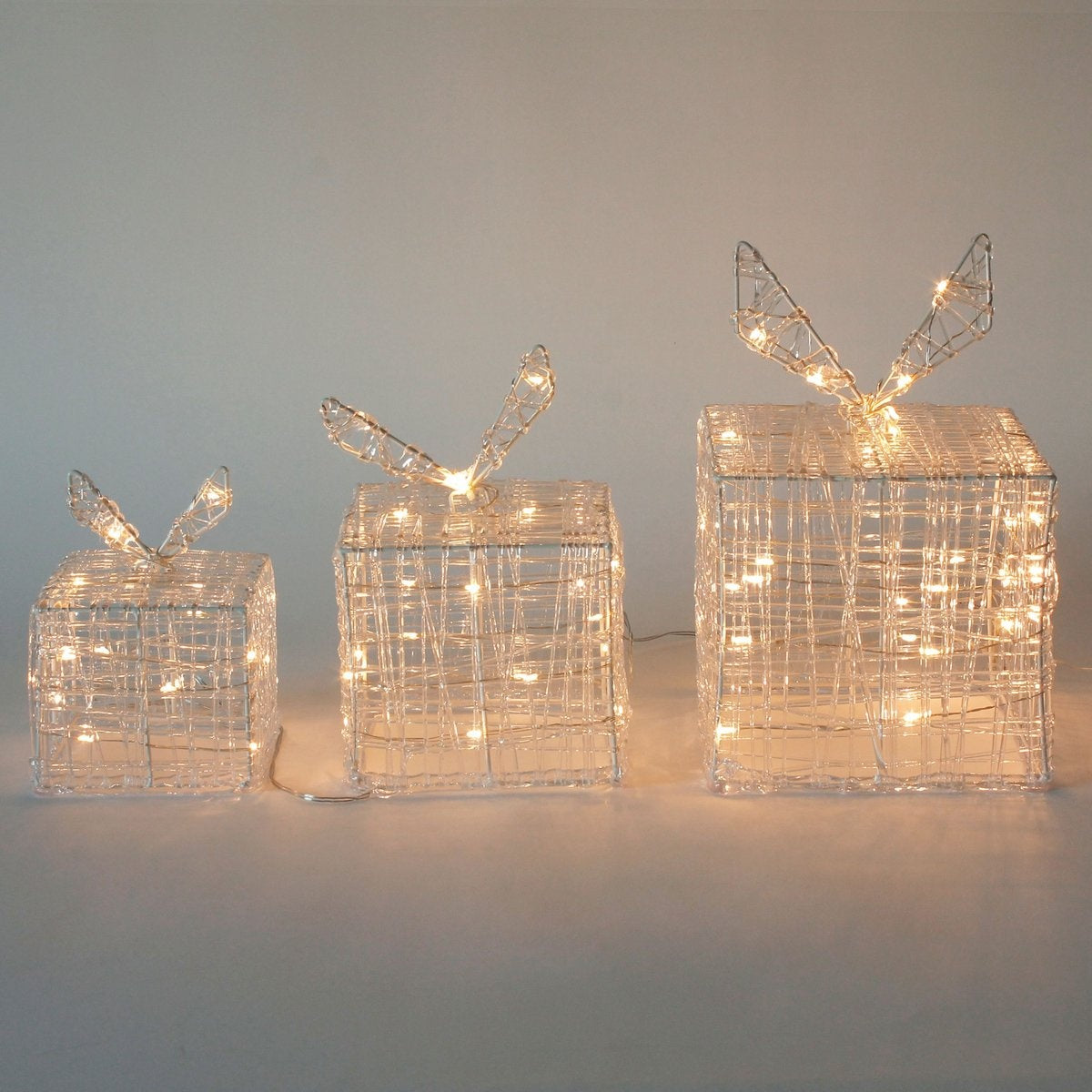 Nampook - 3 Geschenkdozen met kerstverlichting - 90 LEDs en timer