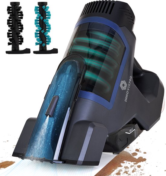 Innovixpro® Tapijtreiniger – Vlekkenreiniger – Krachtige – Bank reiniger – Reinigingsmachine – Sproeifunctie – 2 Opzetstukken – 45 Minuten Accuduur – Draadloze Vlekkenreinger ! – Zwart