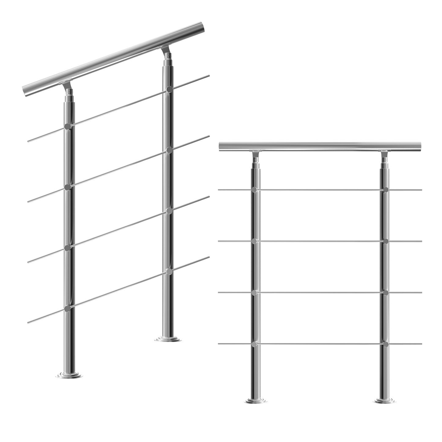 Monzana Trapleuning 80 cm - Met 4 Spijlen – Roestvrijstaal