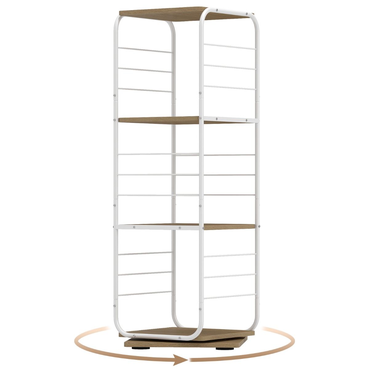 Coast Draaibare Boekenkast - 4-laags - Metalen frame - naturel en wit