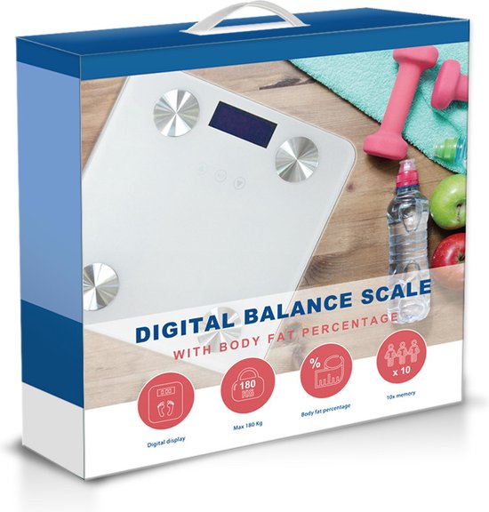 Technosmart Weegschaal – Personenweegschaal – Slim – Op Batterijen – 180 kg - 2 x 28 x 28 cm