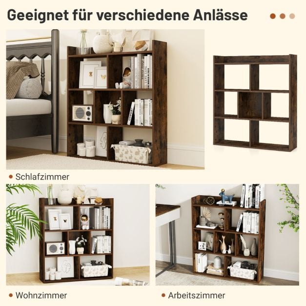 Coast Boekenkast met 7 Open Vakken – 80 x 20 x 90 cm – Koffie, Wit of Walnoot