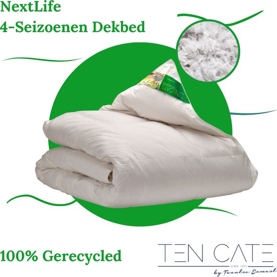 Ten Cate GreenComfort NEXTLIFE 4-Seizoenen Dekbed 260x220 cm – 70% Gerecycled Dons – Katoenen Tijk